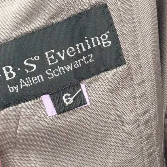 ABS Evening Women Gown 6 Silver Grey Ruched Satin Spaghetti Strap Old Hollywood - Picture 7 of 9